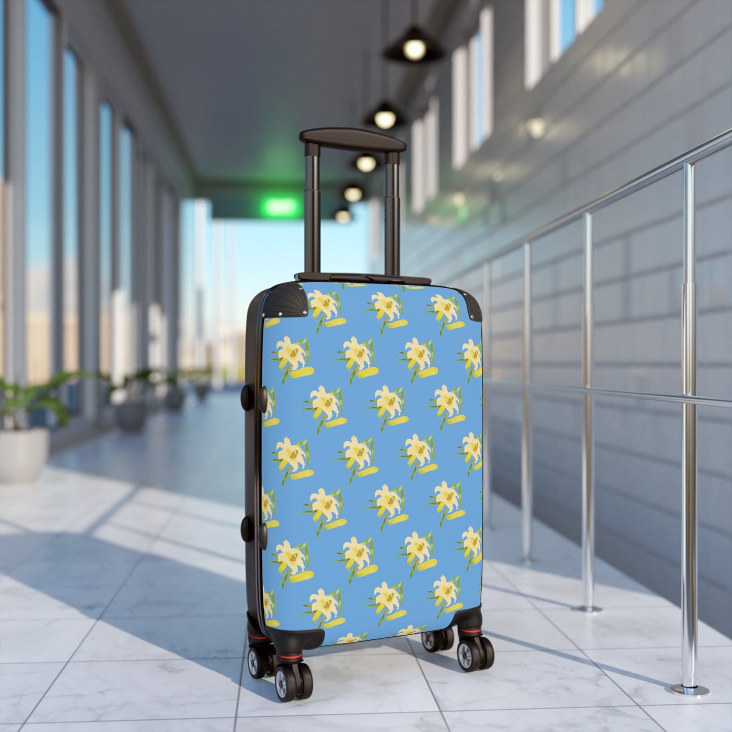 Daffodil Pattern Light Blue Suitcase