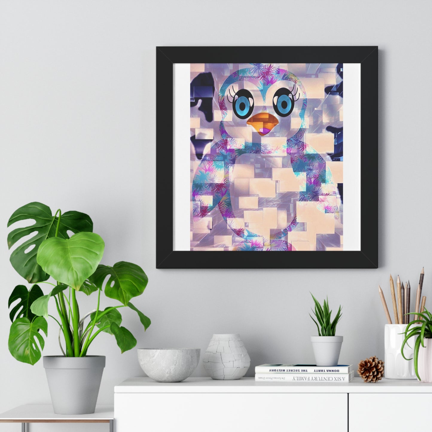 Penguinies Block Art Framed Vertical Poster