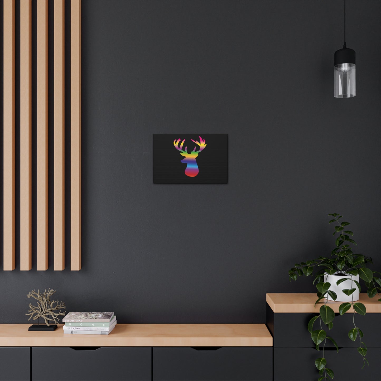 Rainbow Stag Head Canvas Gallery Wraps