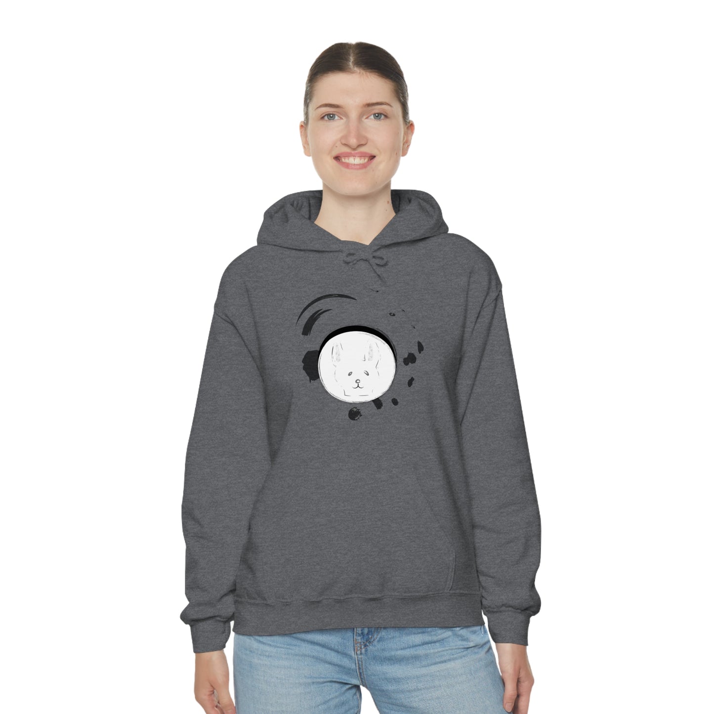 Rabbit Ink Black & White Art Unisex Heavy Blend™ Hooded Sweatshirt