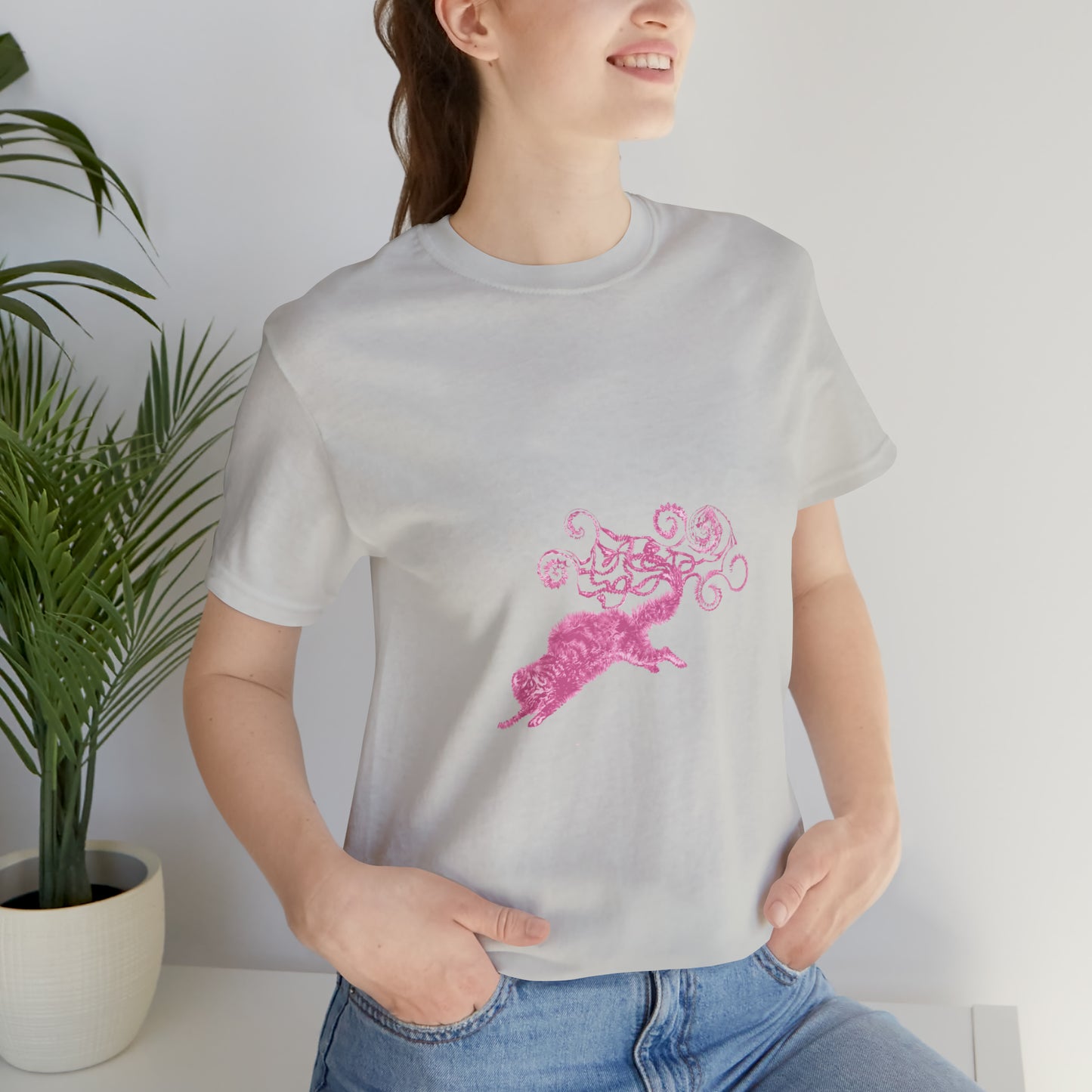 Pink Cat's Tail Art Unisex Jersey Short Sleeve Tee