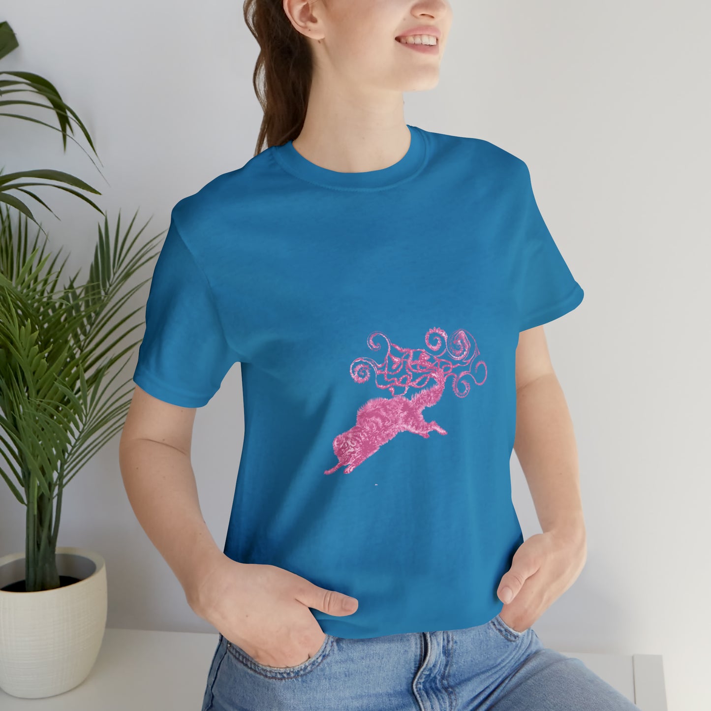 Pink Cat's Tail Art Unisex Jersey Short Sleeve Tee