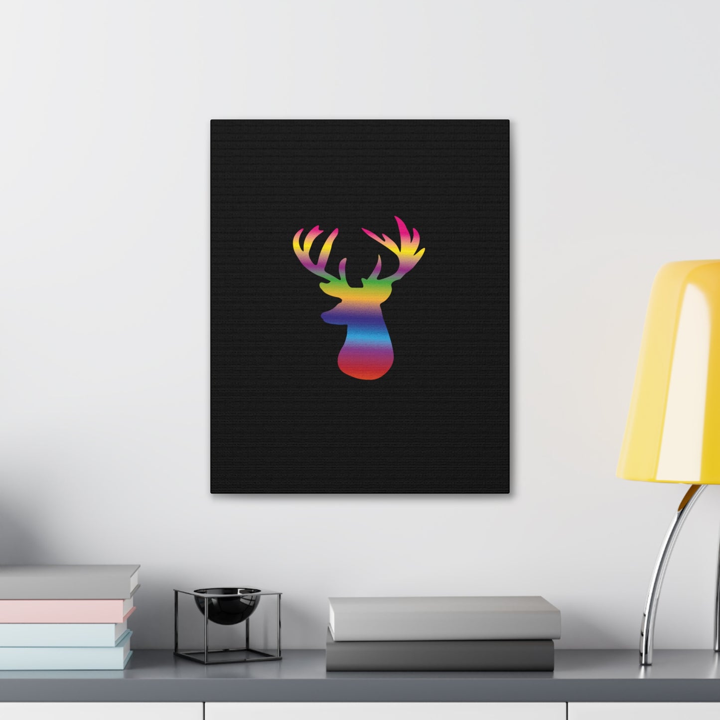 Rainbow Stag Head Canvas Gallery Wraps