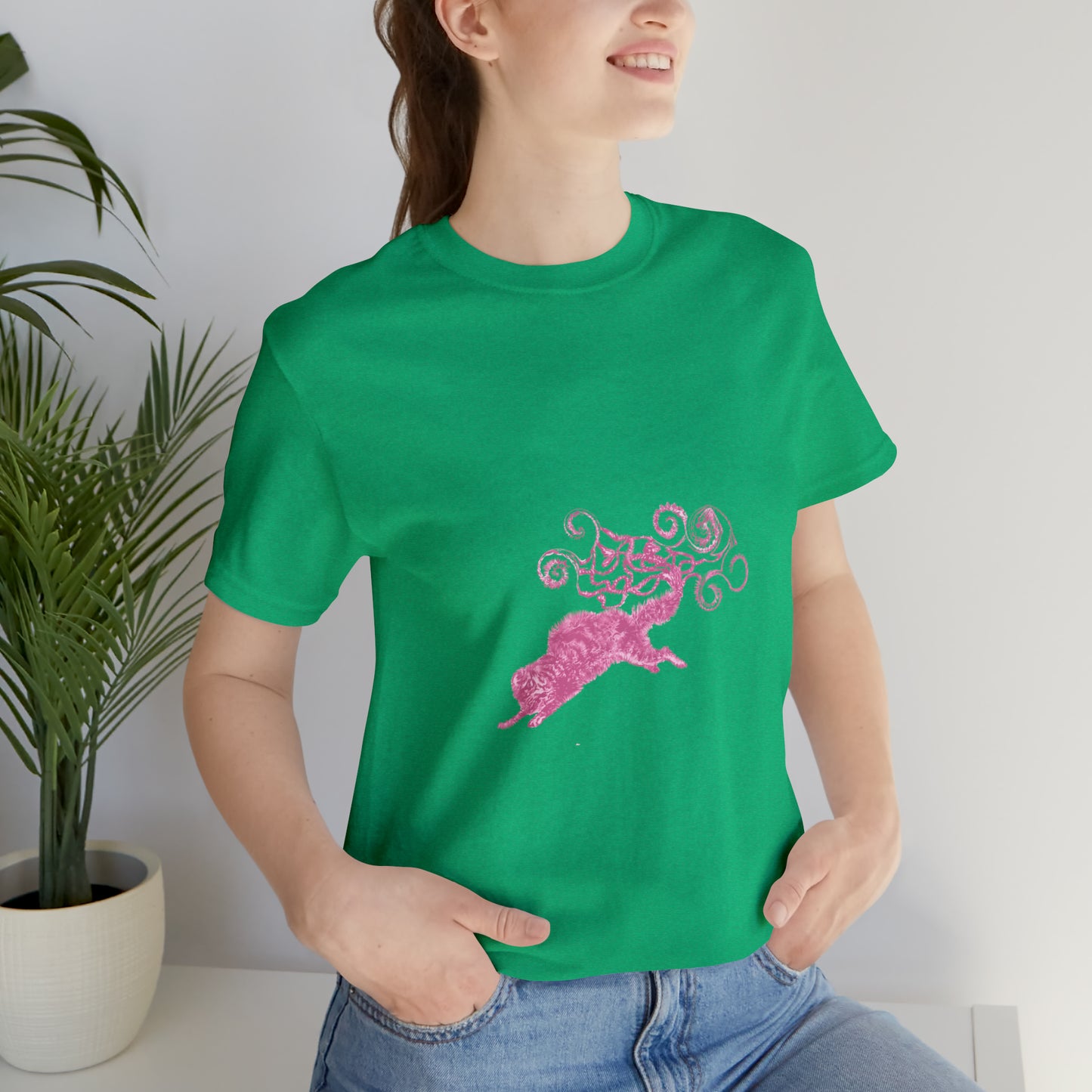 Pink Cat's Tail Art Unisex Jersey Short Sleeve Tee