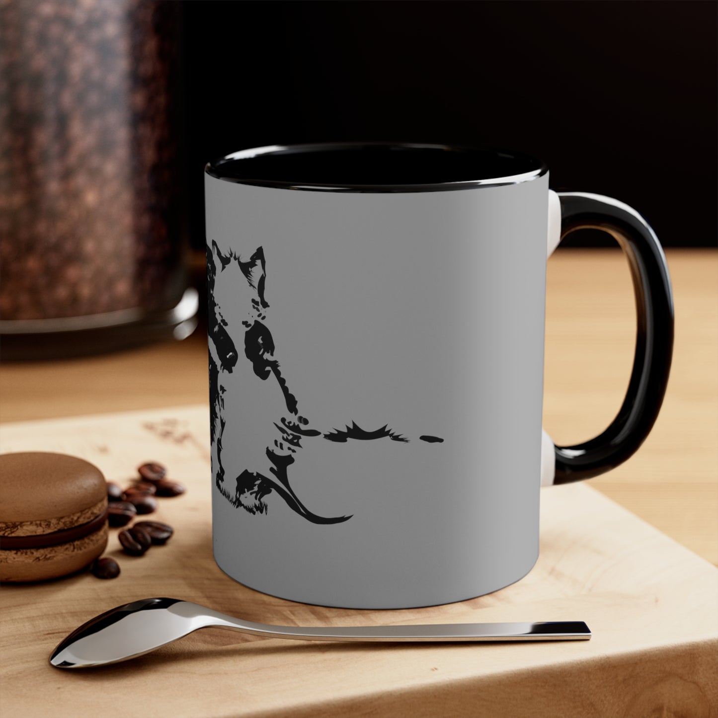 Kissing Cats Black & White Accent Coffee Mug, 11oz