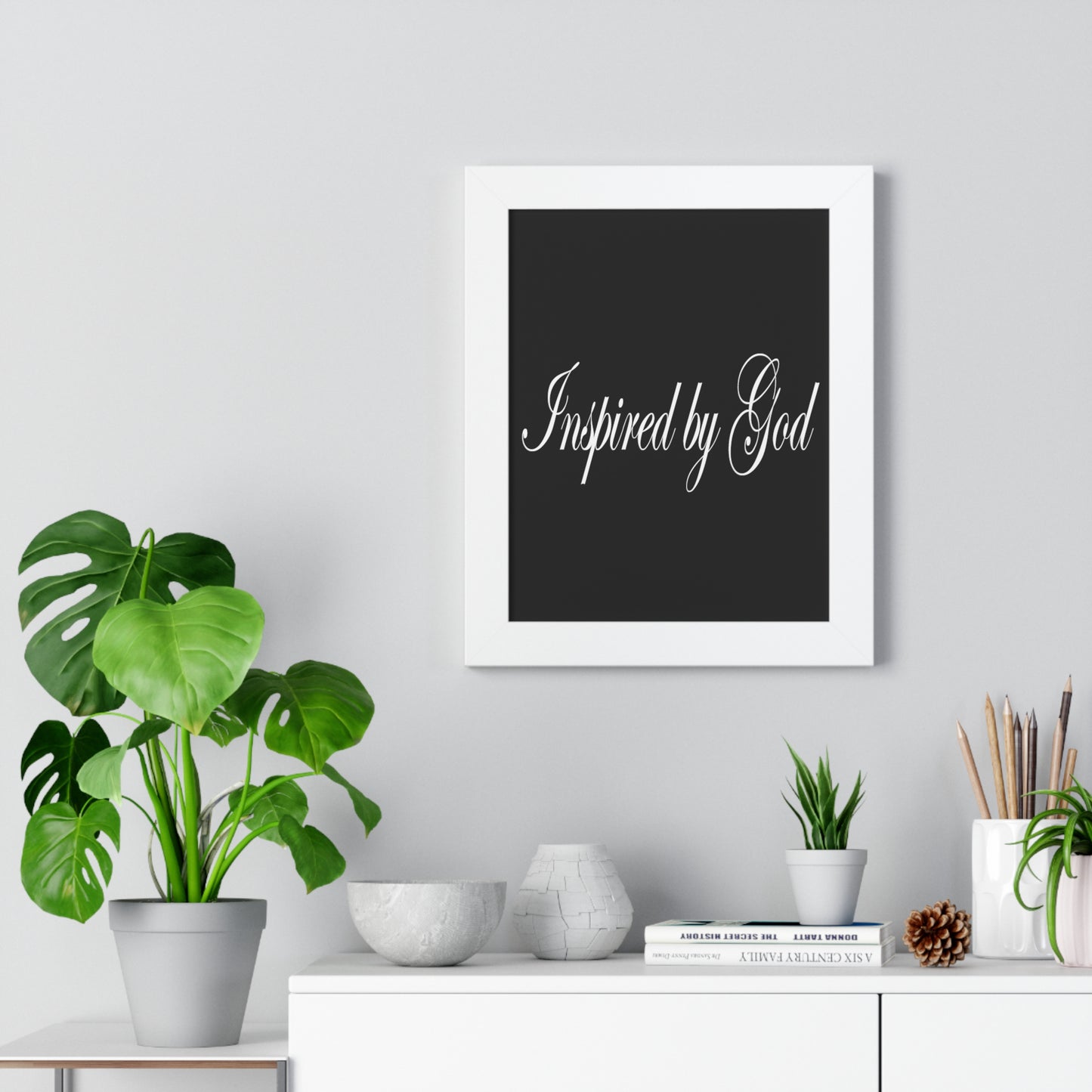 Inspired by God Typography Quote Framed Vertical Poster