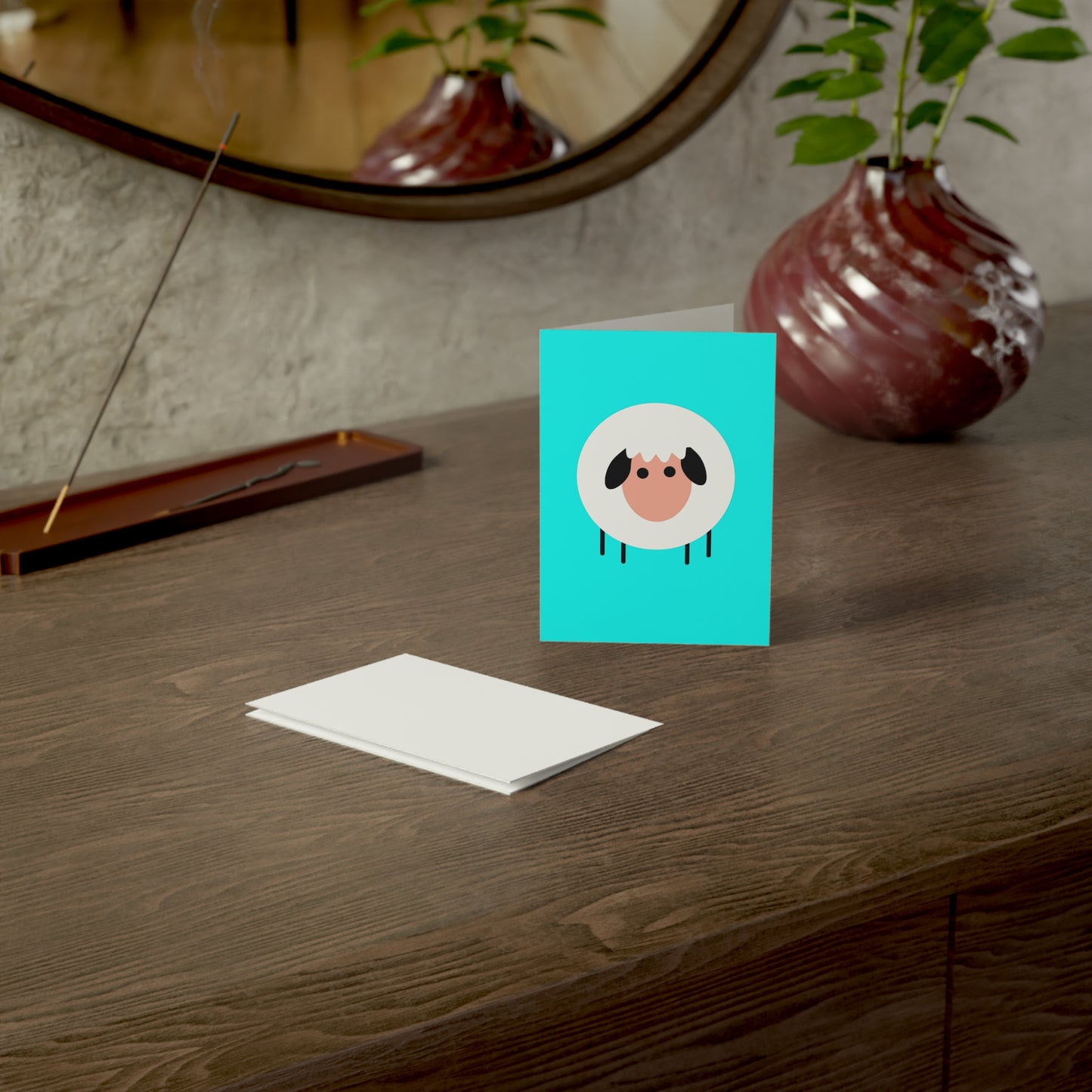 Sheep Blue Background Greeting Cards (1, 10, 30, and 50pcs)