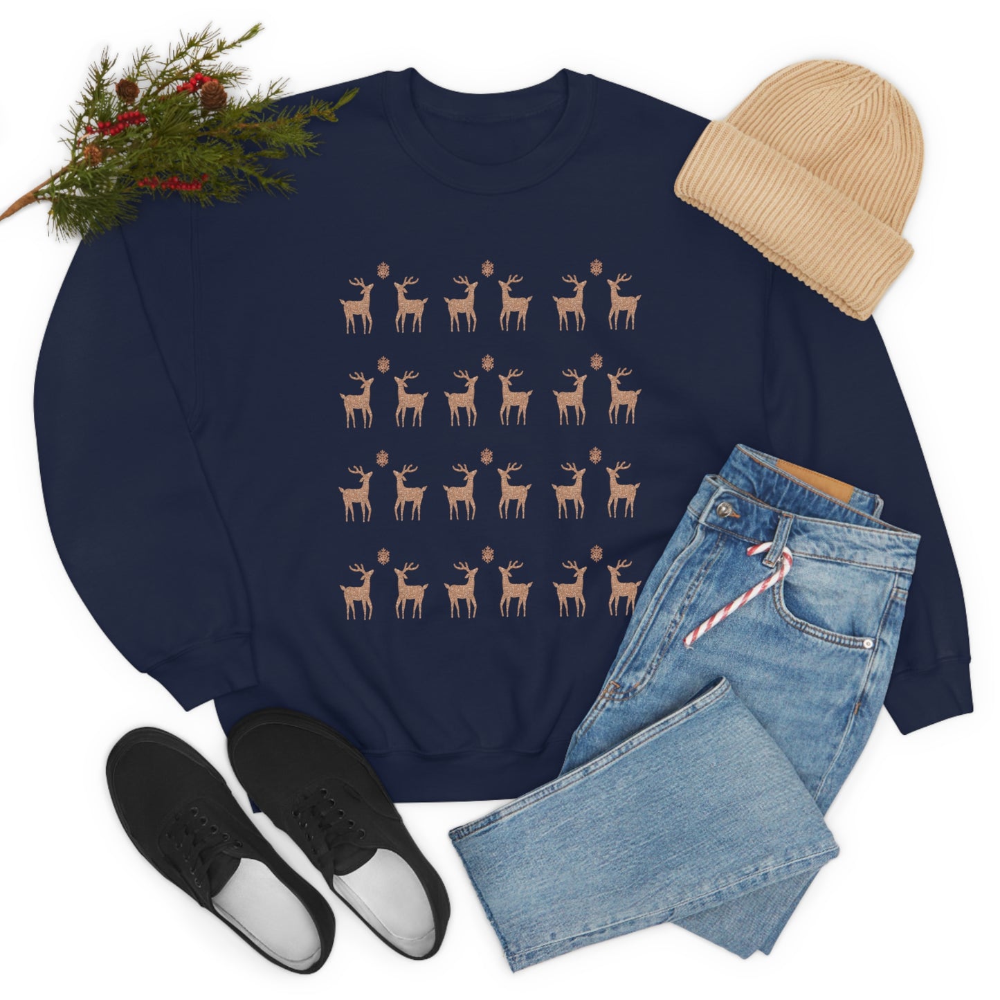 Golden Stag Pattern Unisex Heavy Blend™ Crewneck Sweatshirt