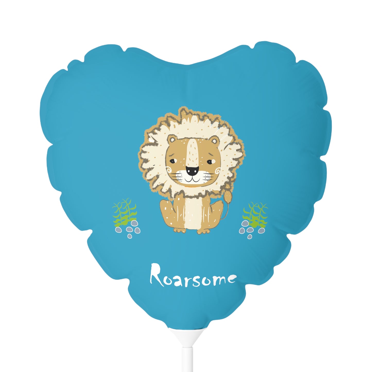 Lion Roarsome Illustration Turquoise Balloon (Round and Heart-shaped), 11"