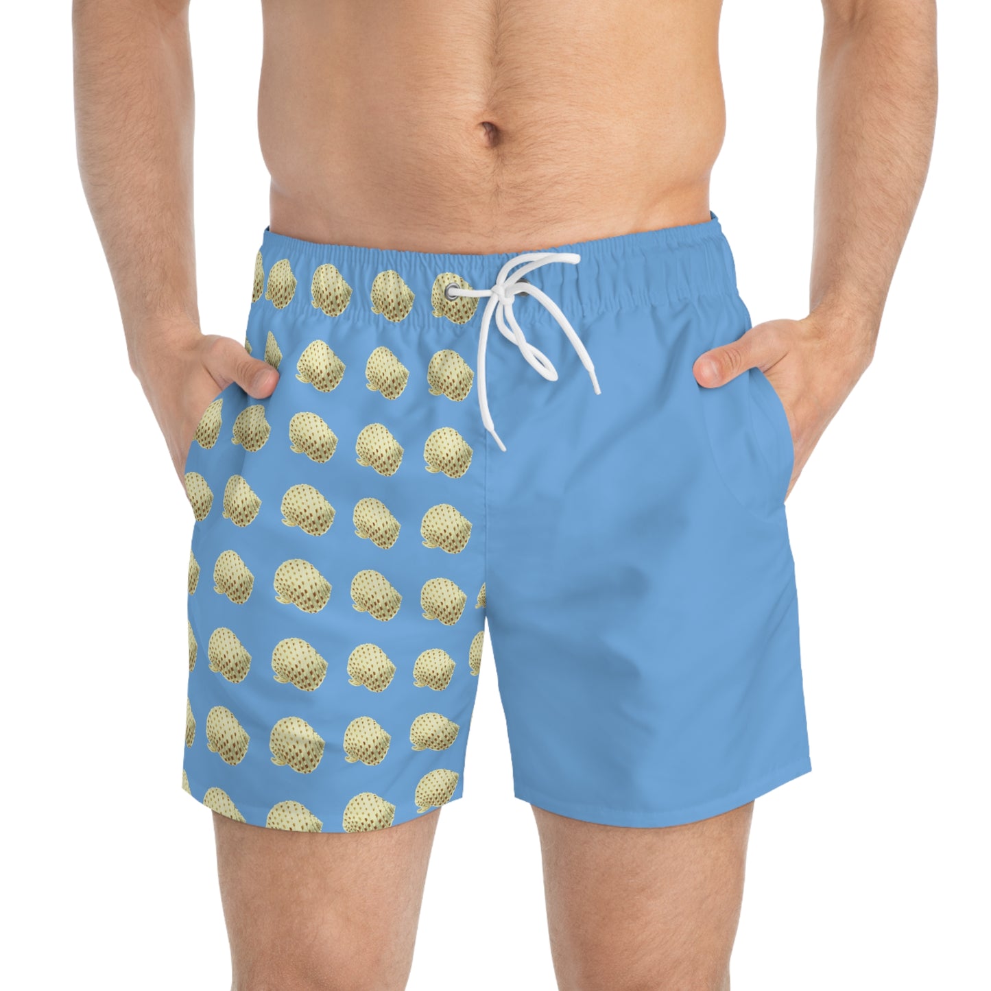 Shell Pattern Light Blue Swim Trunks (AOP)