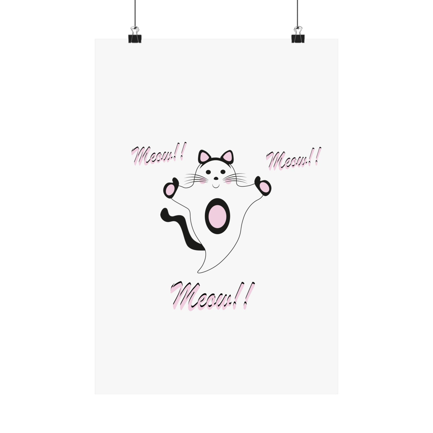 Meow Cat Ghost Halloween Matte Vertical Posters