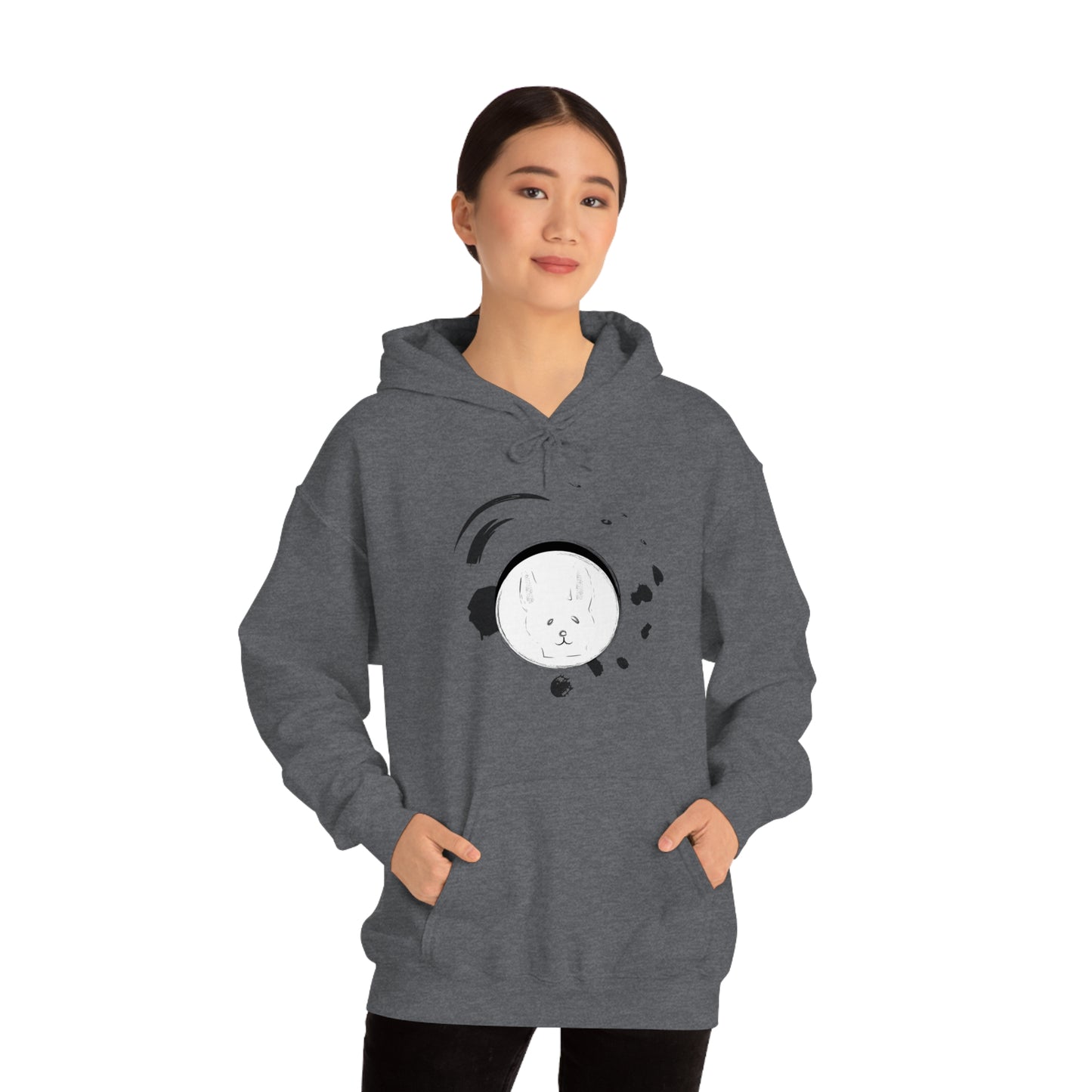 Rabbit Ink Black & White Art Unisex Heavy Blend™ Hooded Sweatshirt