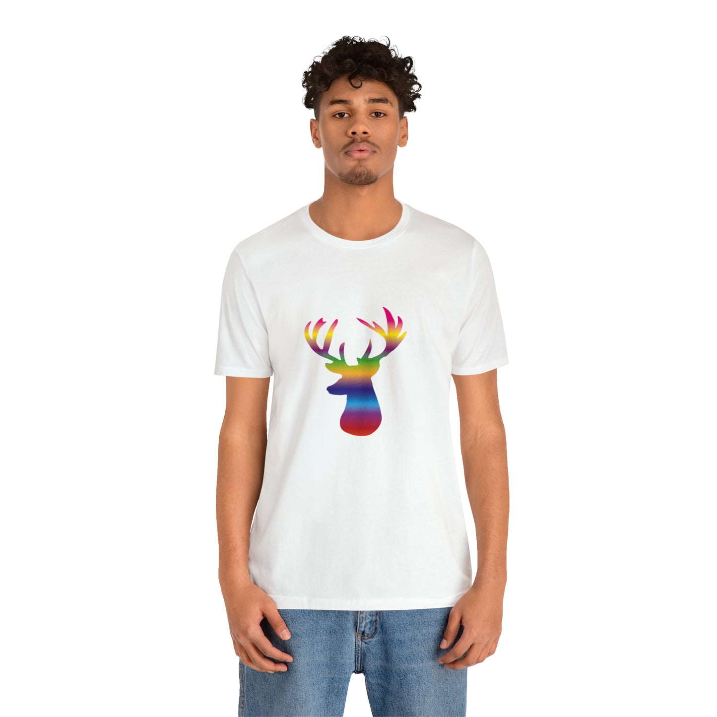 Rainbow Stag Head Unisex Jersey Short Sleeve Tee