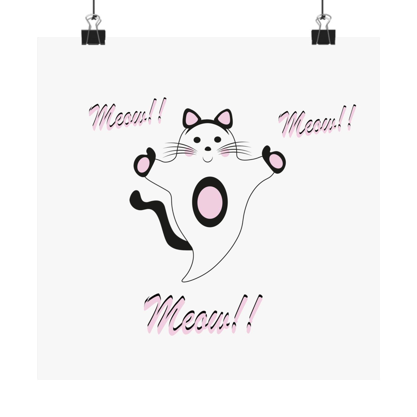 Meow Cat Ghost Halloween Matte Vertical Posters