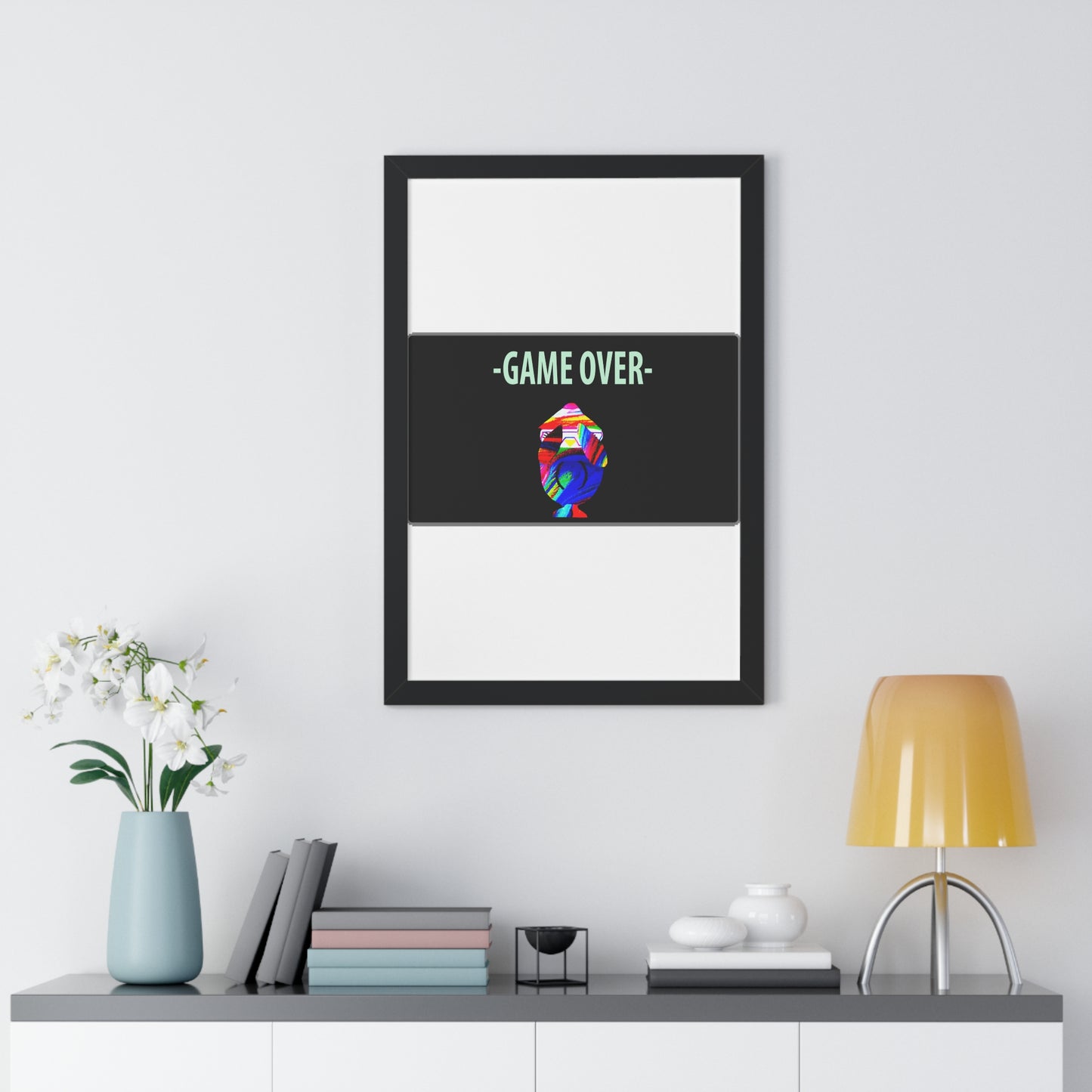 The Penguinies Original - Retro Game Over First Game App Framed Vertical Poster