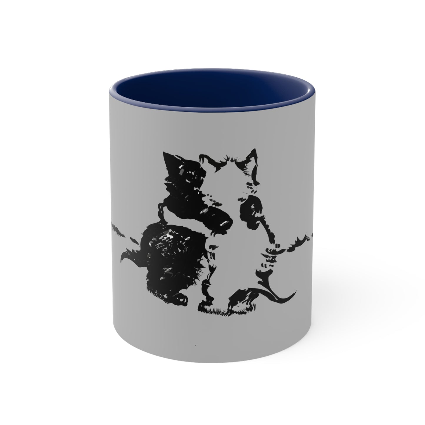 Kissing Cats Black & White Accent Coffee Mug, 11oz