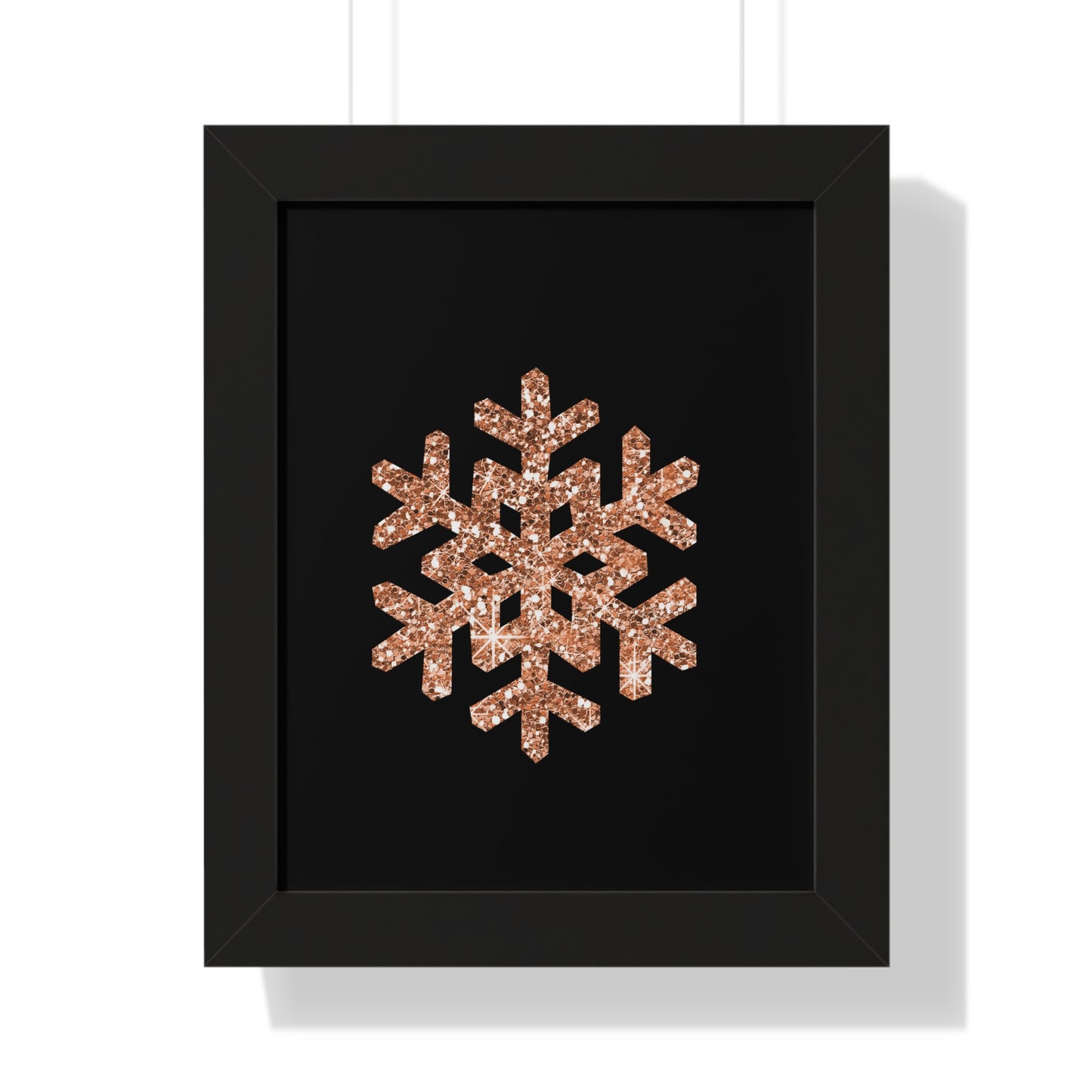 Rose Gold Snowflake Art Framed Vertical Poster