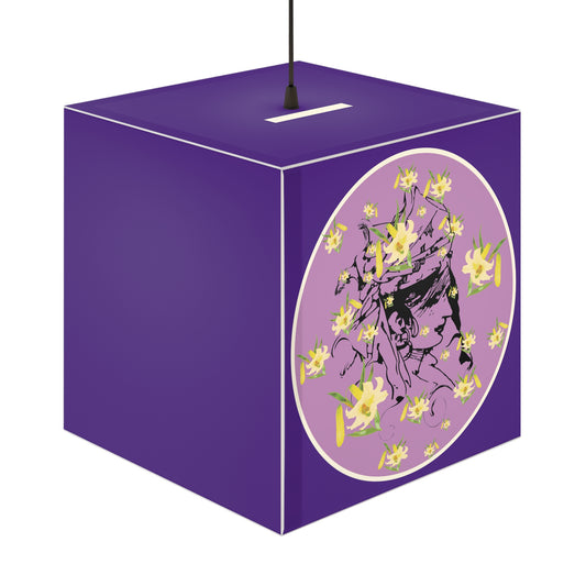 Daffodil Woman Art Purple Light Cube Lamp