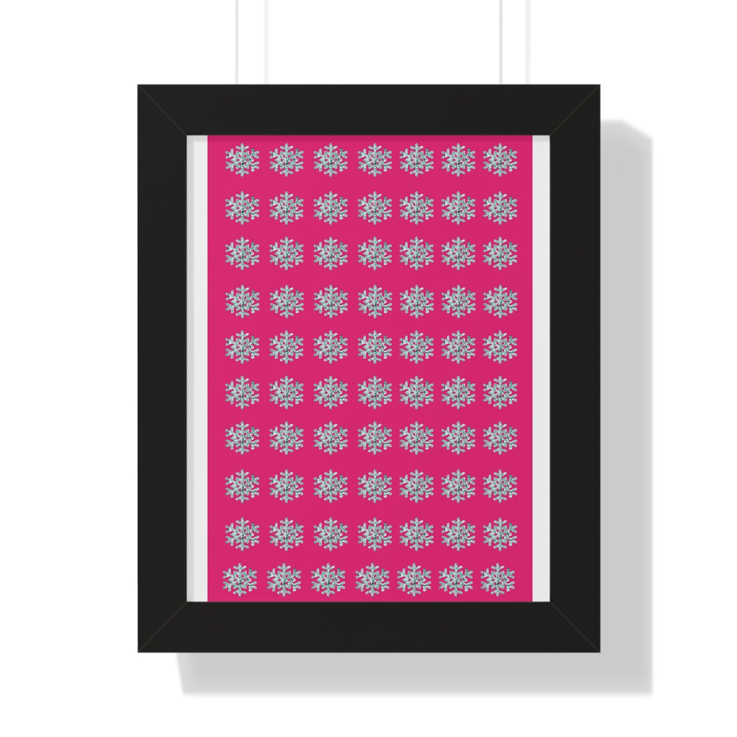 Snowflake Pattern Pink Framed Vertical Poster