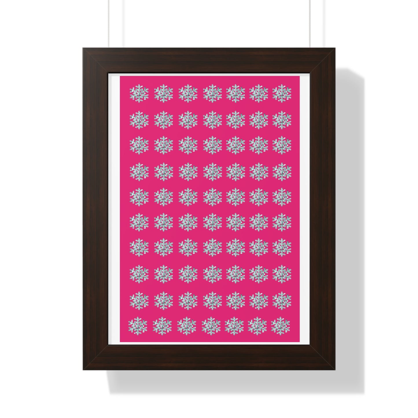 Snowflake Pattern Pink Framed Vertical Poster