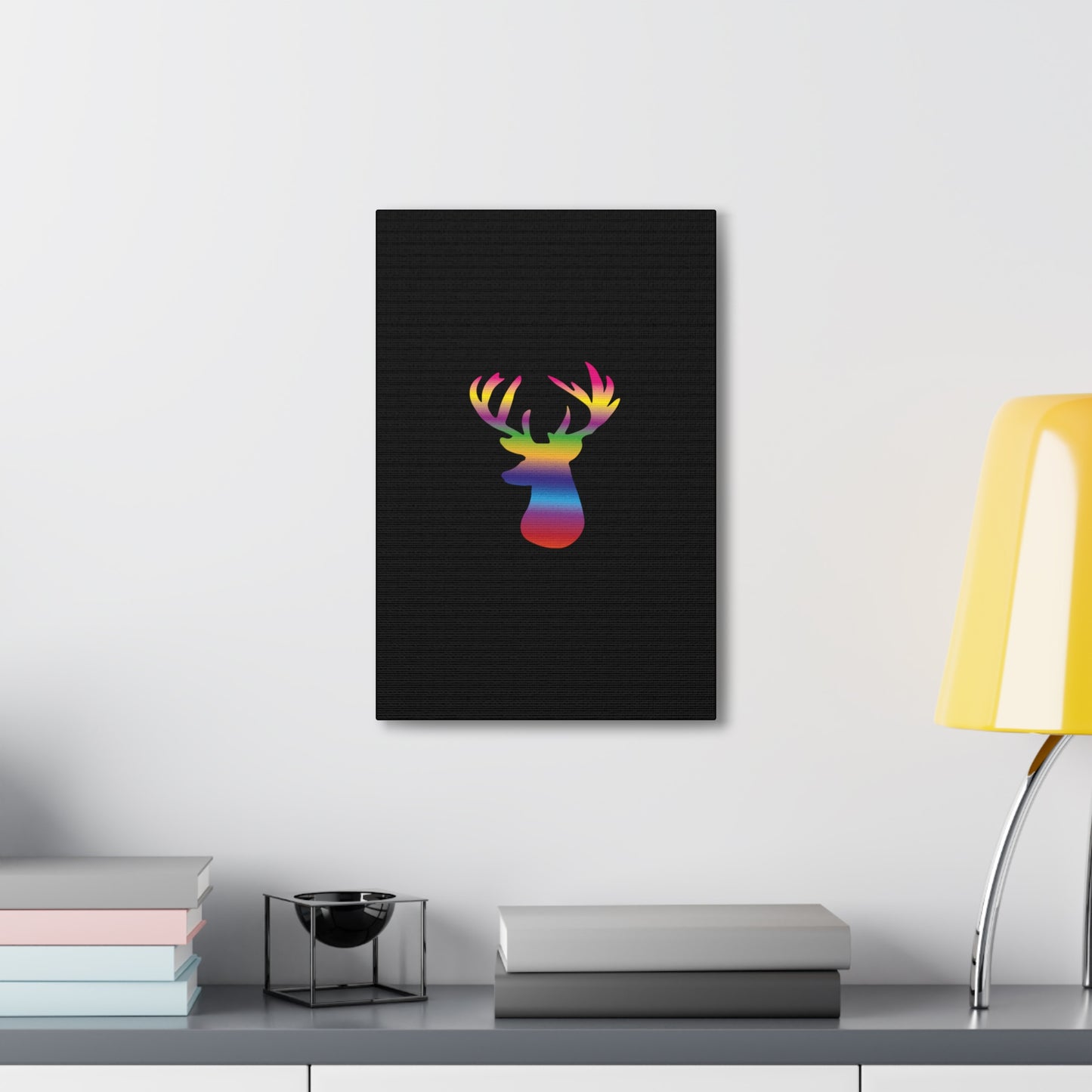 Rainbow Stag Head Canvas Gallery Wraps