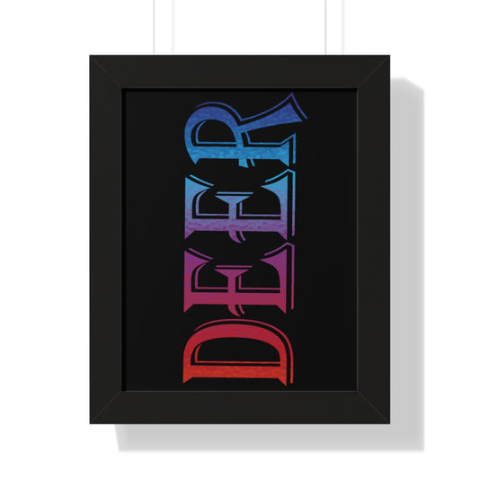 Deer Multi-Coloured Typography Framed Vertical Poster