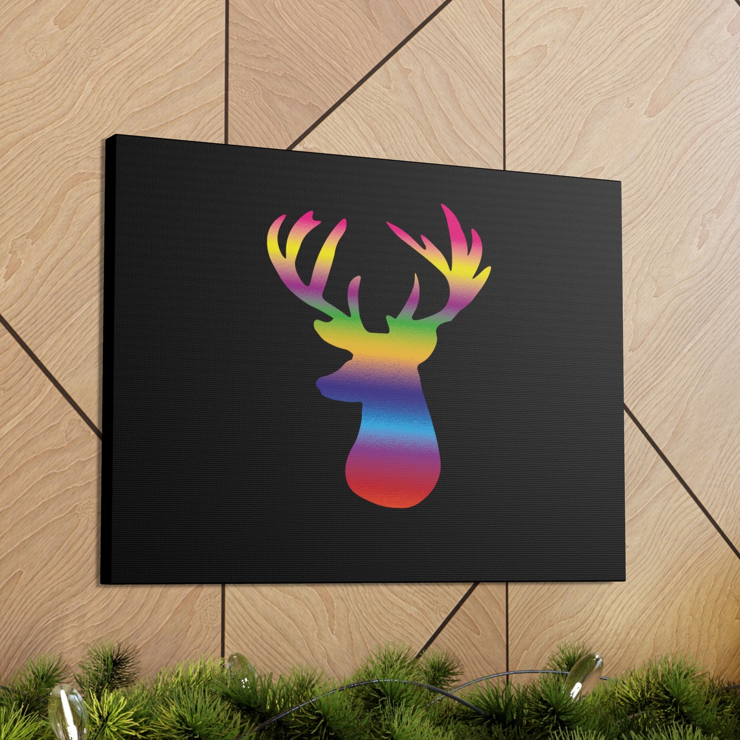 Rainbow Stag Head Canvas Gallery Wraps