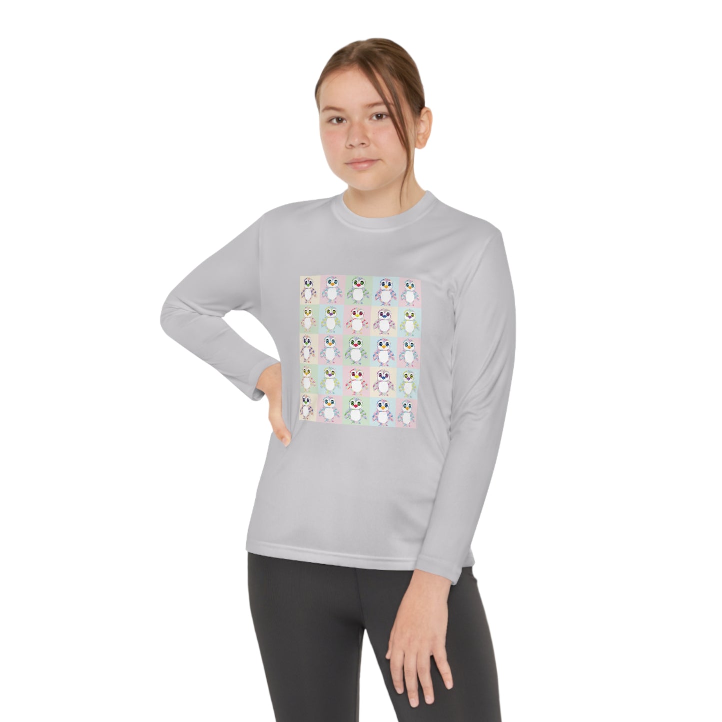 The Penguinies Pop Art Youth Long Sleeve Competitor Tee