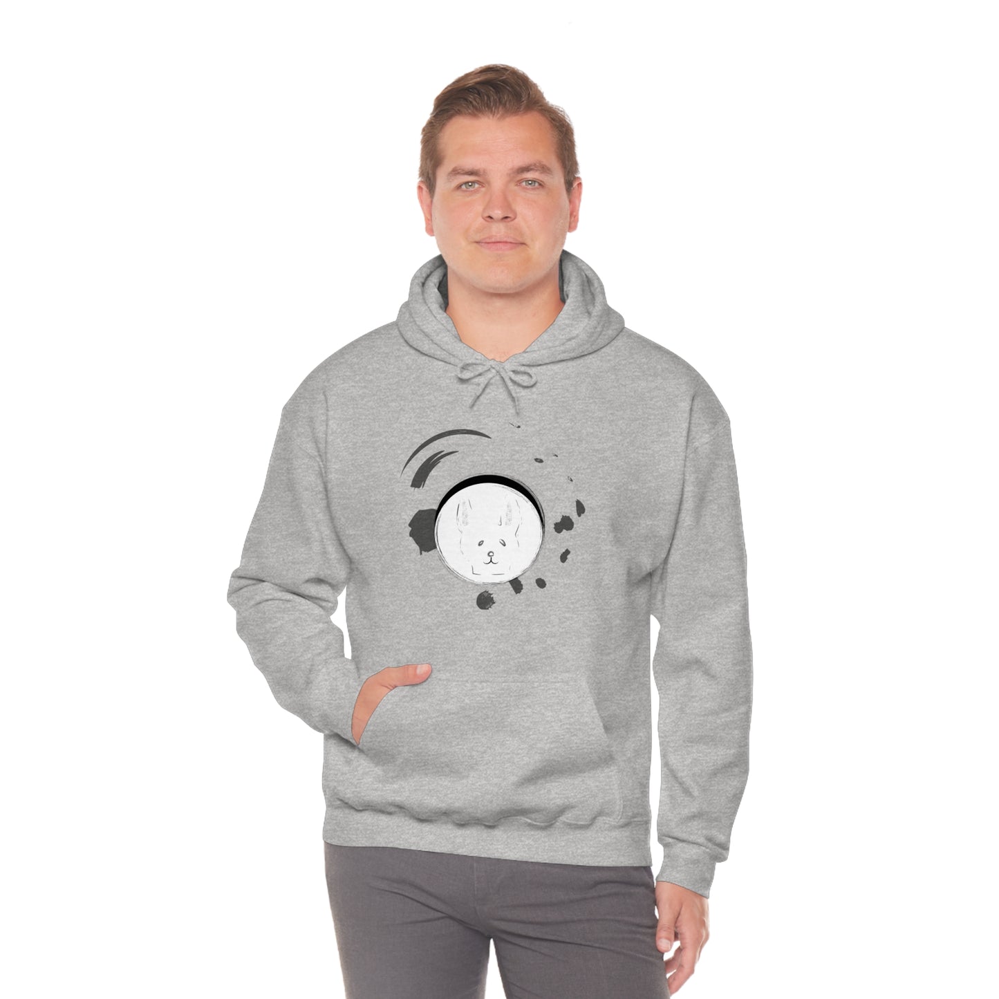 Rabbit Ink Black & White Art Unisex Heavy Blend™ Hooded Sweatshirt