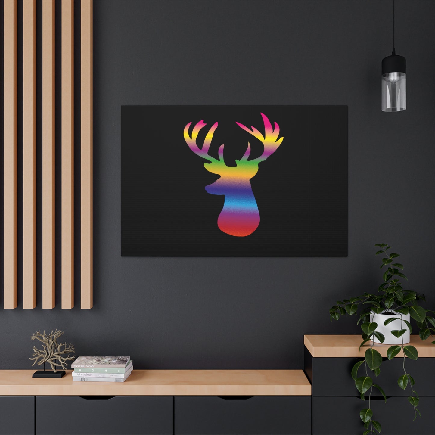 Rainbow Stag Head Canvas Gallery Wraps