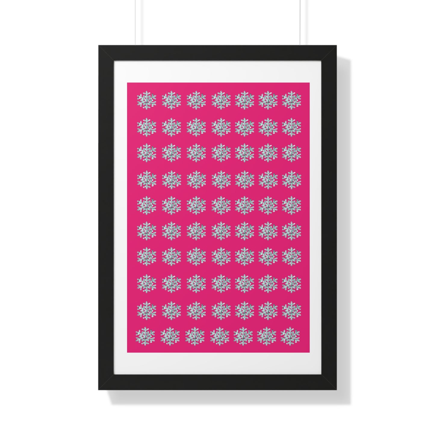 Snowflake Pattern Pink Framed Vertical Poster