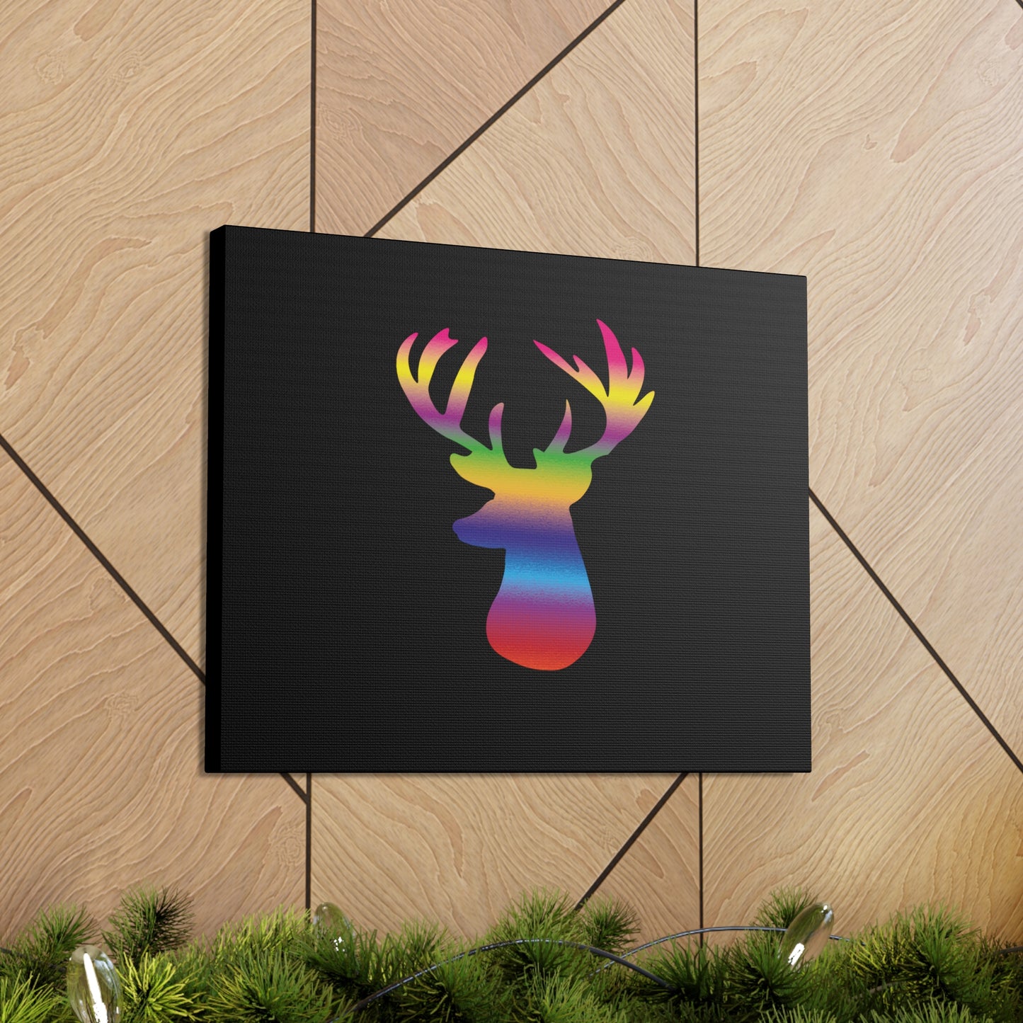 Rainbow Stag Head Canvas Gallery Wraps