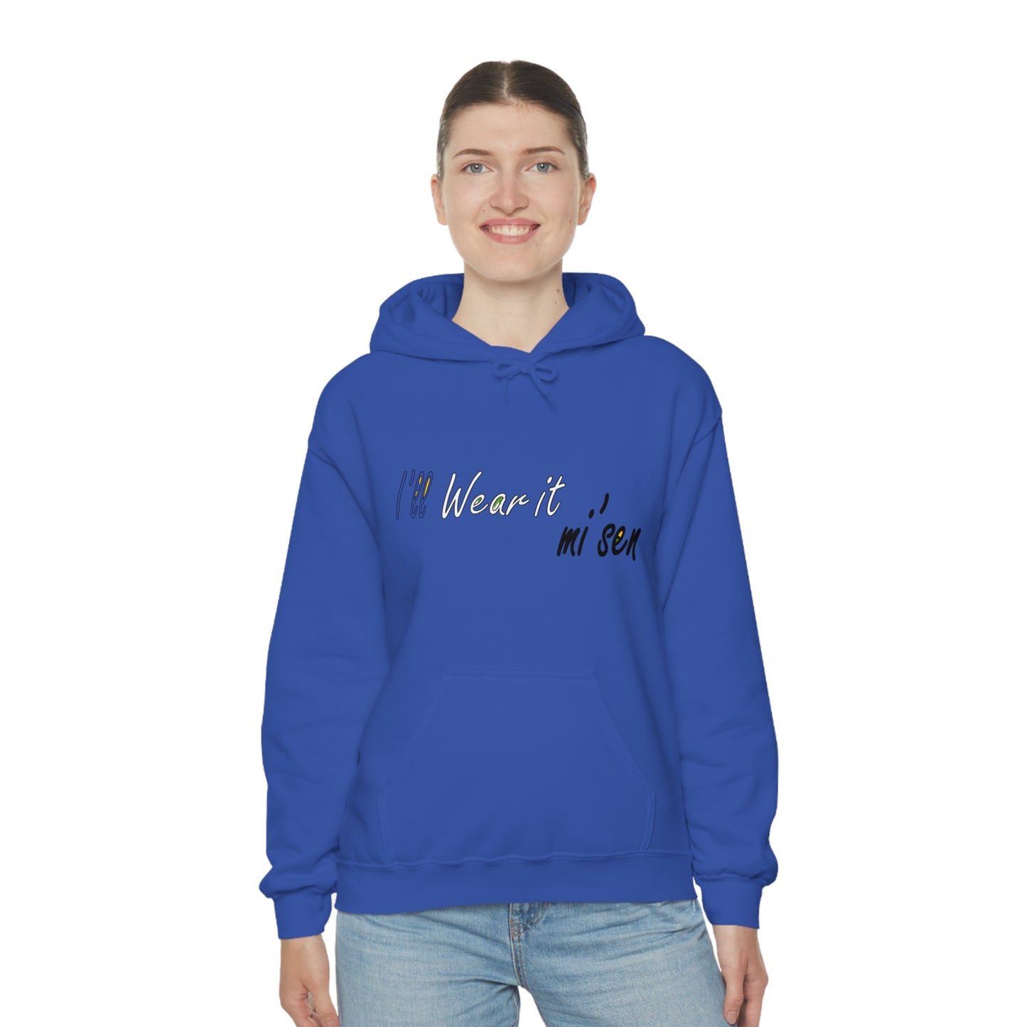 I'll Wear it mi' sen Sheffield Dialect, Typography Art Unisex Heavy Blend™ Hooded Sweatshirt