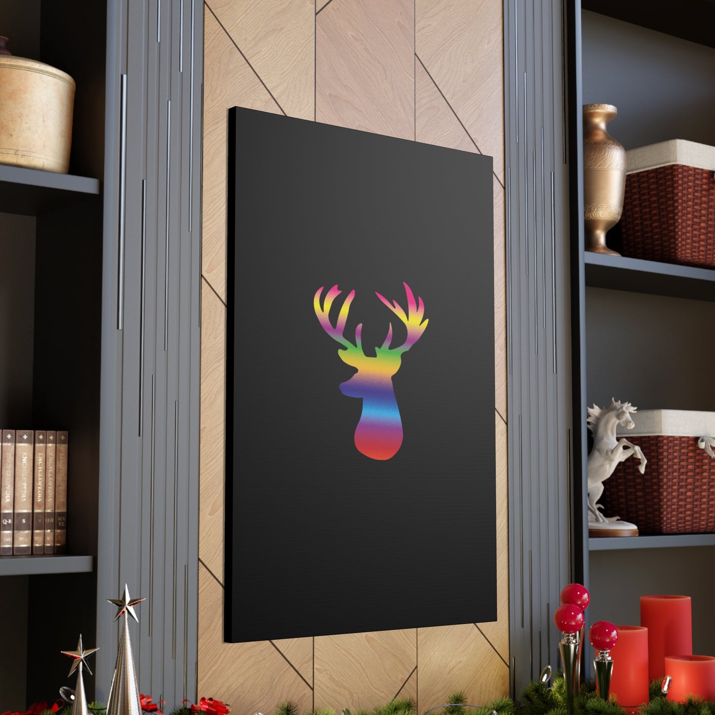 Rainbow Stag Head Canvas Gallery Wraps