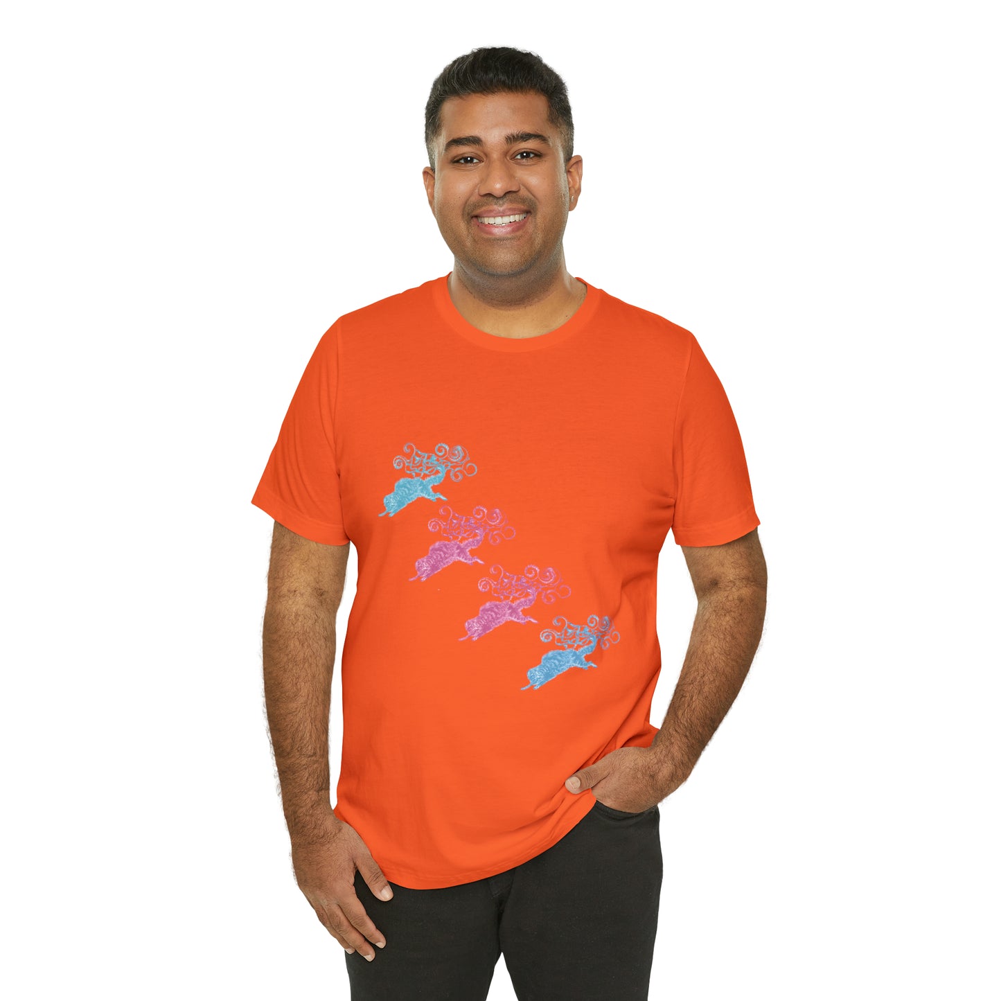 Pink & Blue Cat's Tail's Art Unisex Jersey Short Sleeve Tee