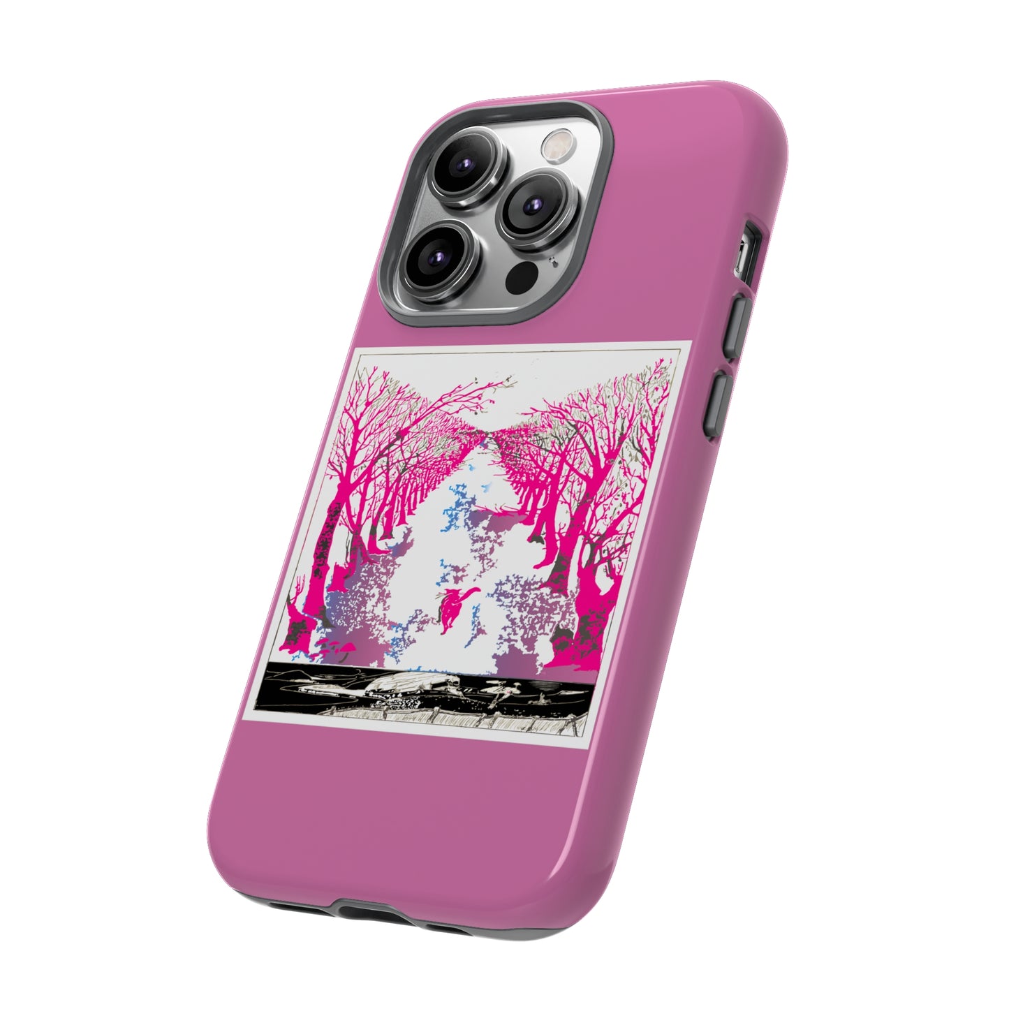 Pink Cat in the Woods Art Tough Cases