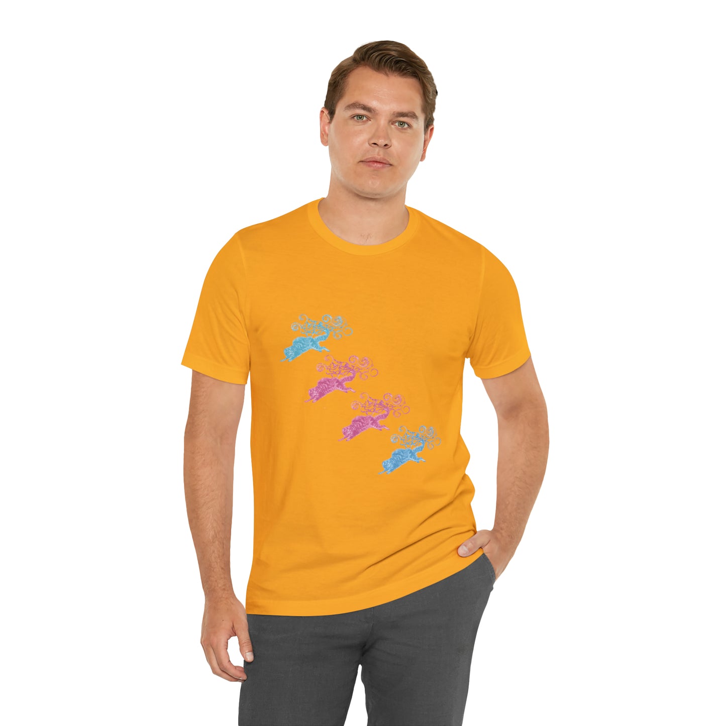 Pink & Blue Cat's Tail's Art Unisex Jersey Short Sleeve Tee