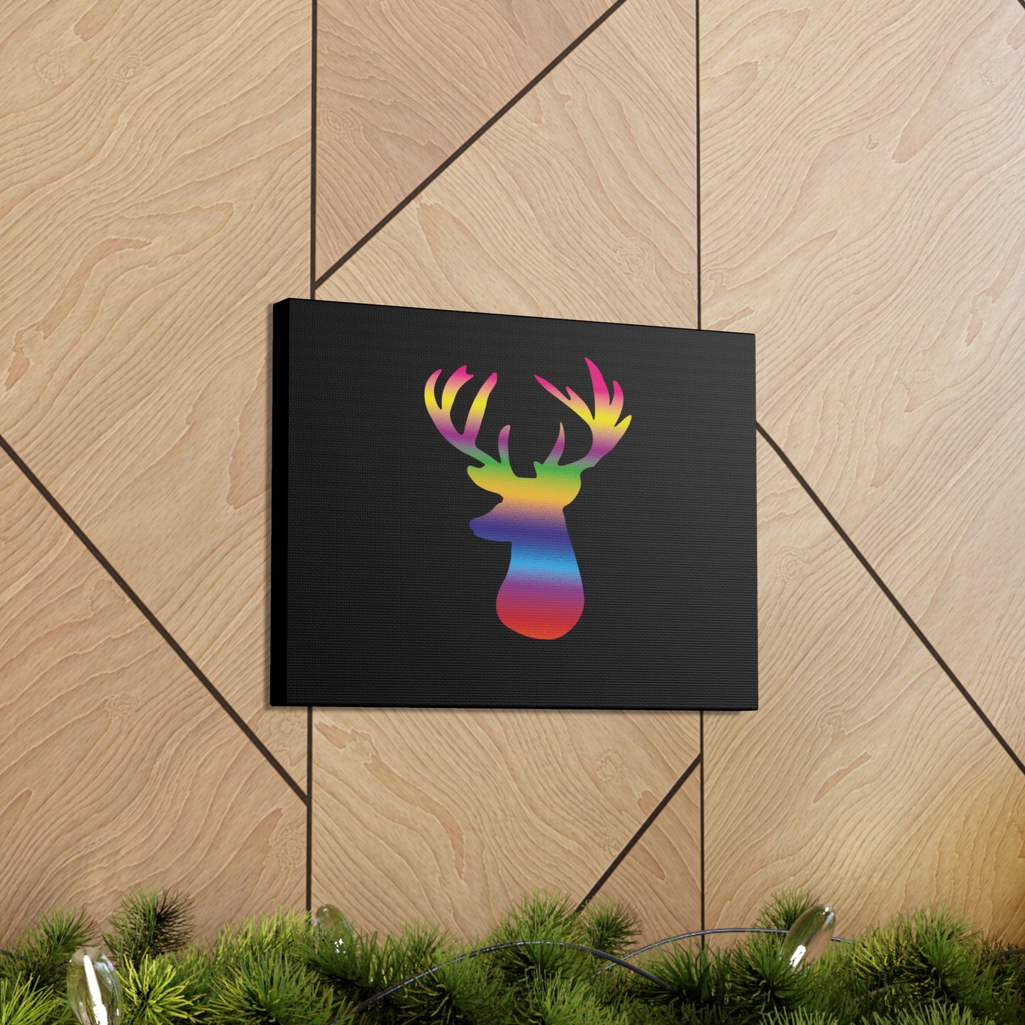 Rainbow Stag Head Canvas Gallery Wraps