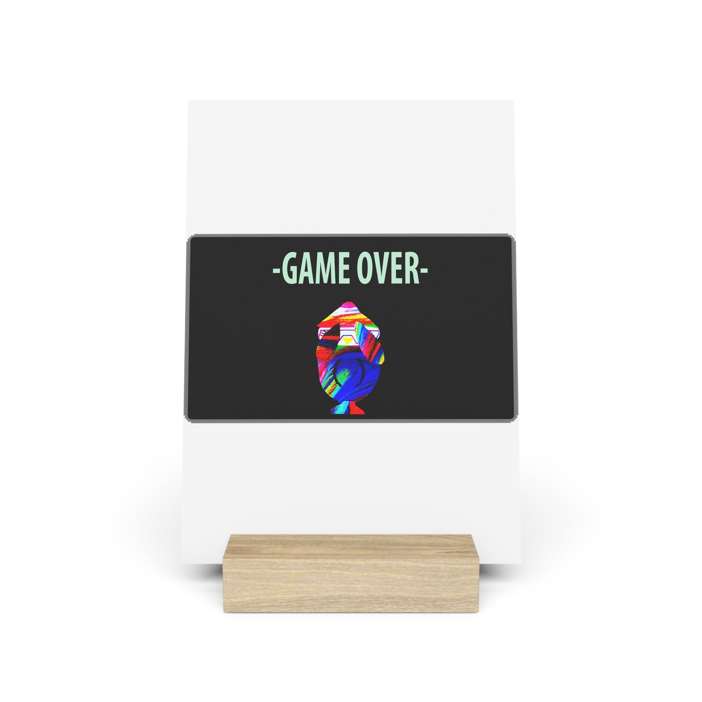 The Penguinies Retro Game Over Art Scene Gallery Board with Stand