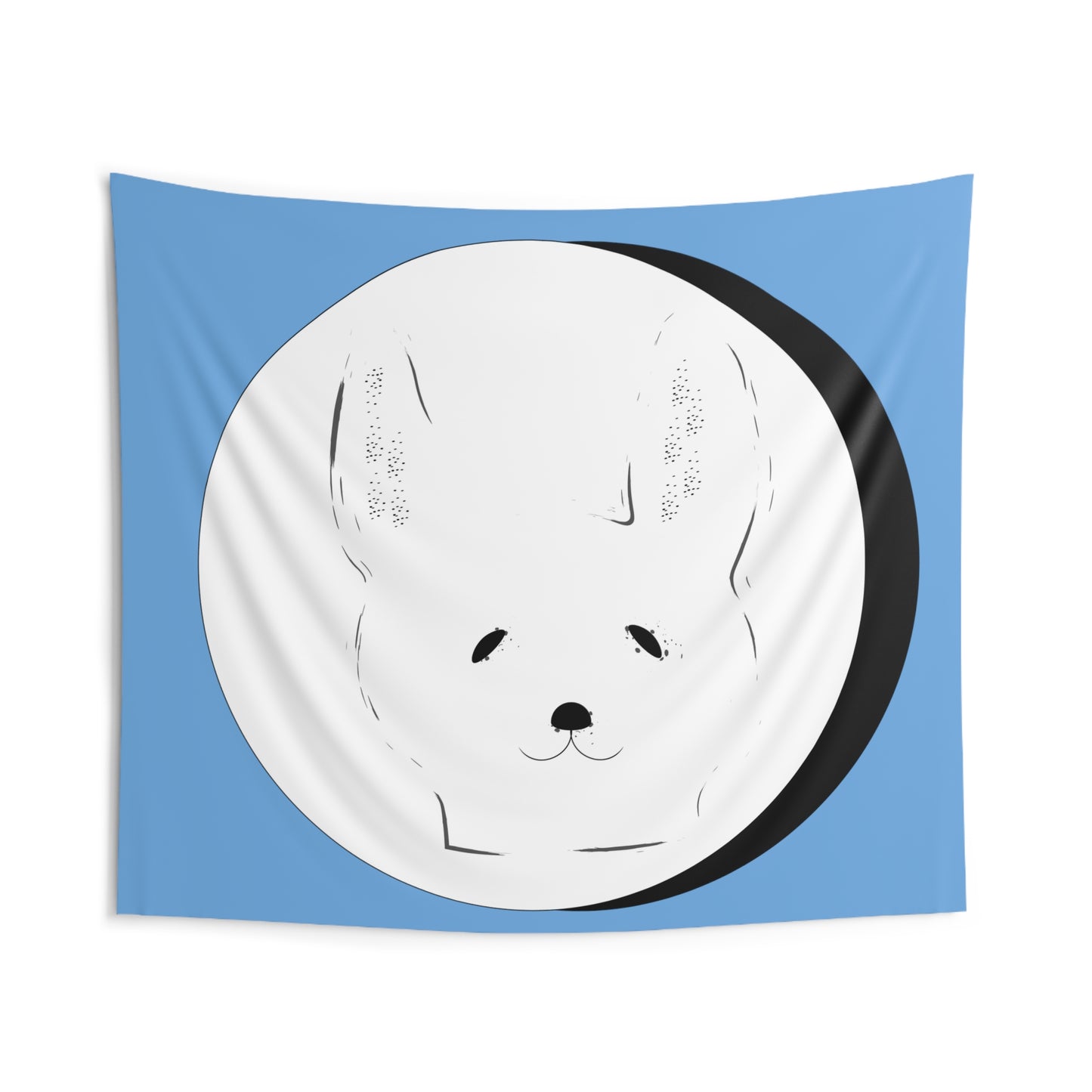 Rabbit Head Art Black & White Indoor Wall BlueTapestries