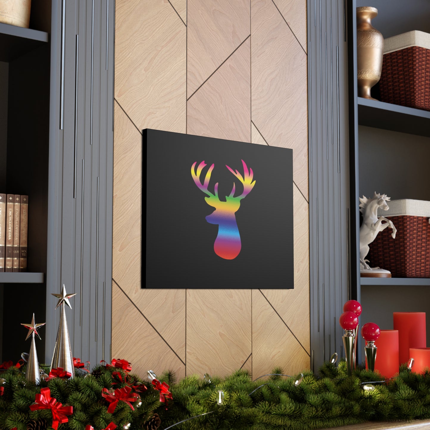 Rainbow Stag Head Canvas Gallery Wraps