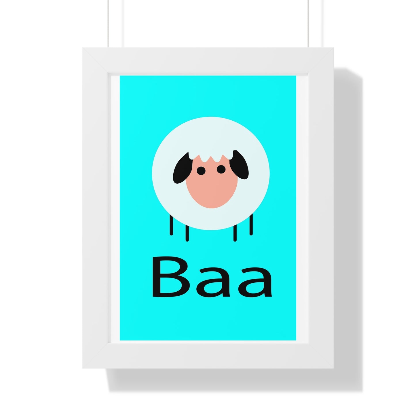 Sheep Baa Blue Art Framed Vertical Poster