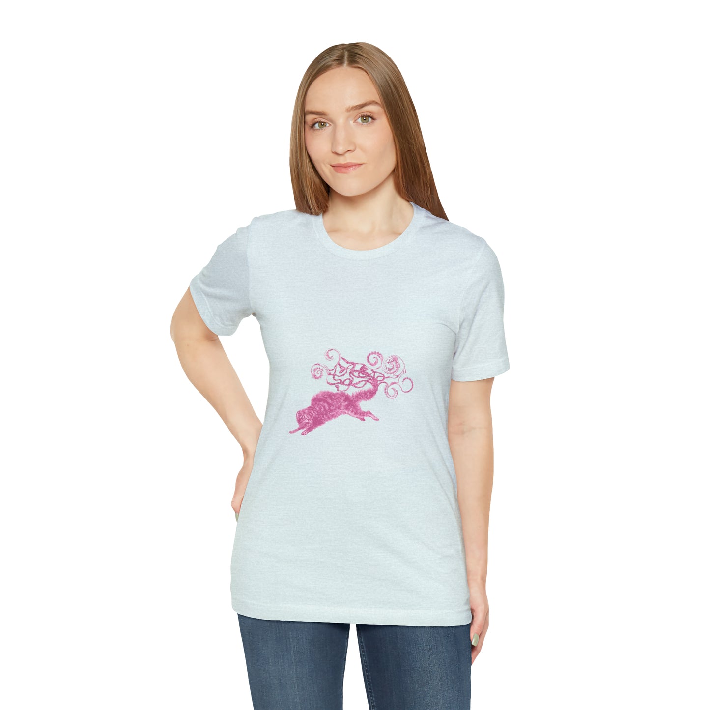 Pink Cat's Tail Art Unisex Jersey Short Sleeve Tee