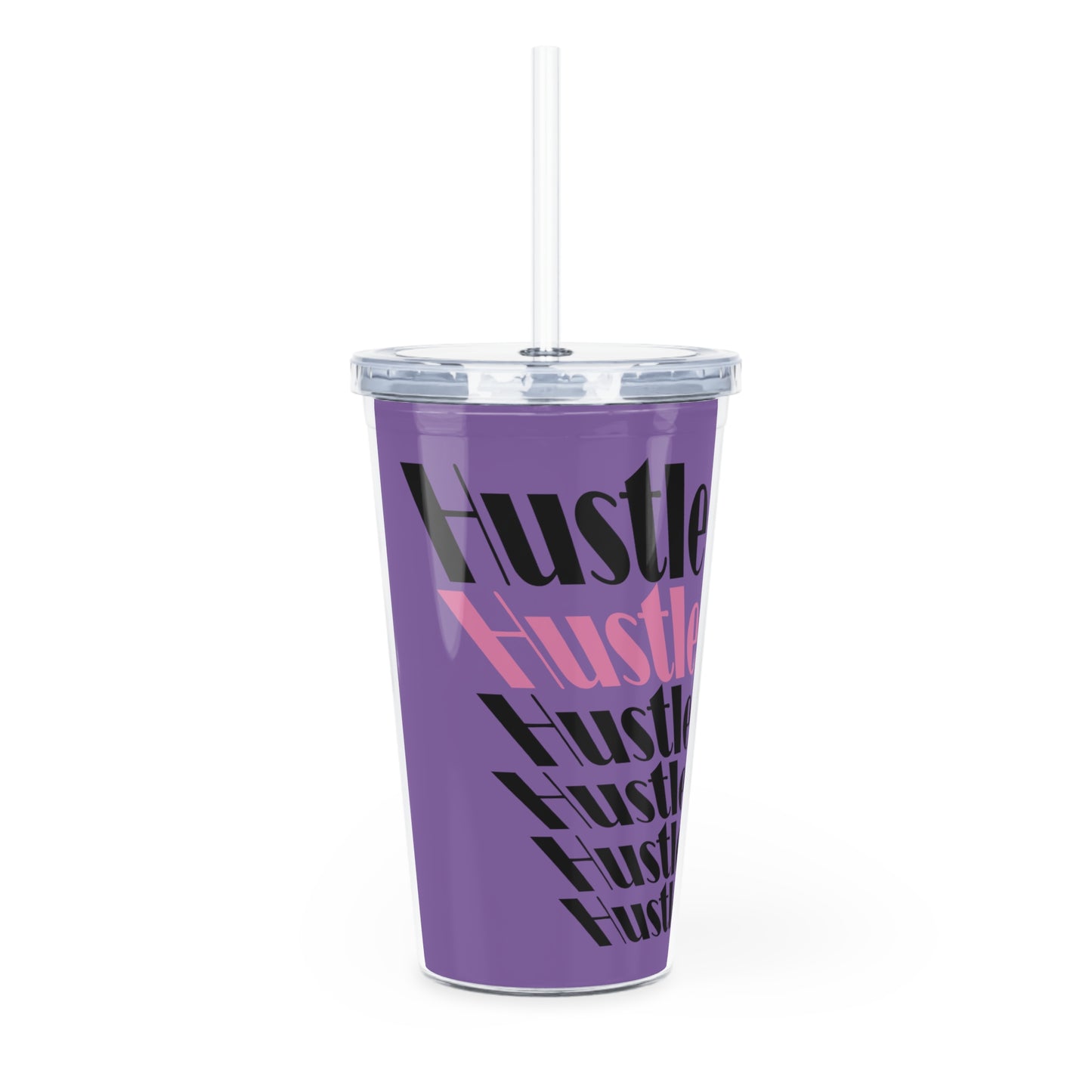 Hustle Squad Purple Plastic Tumbler with Straw