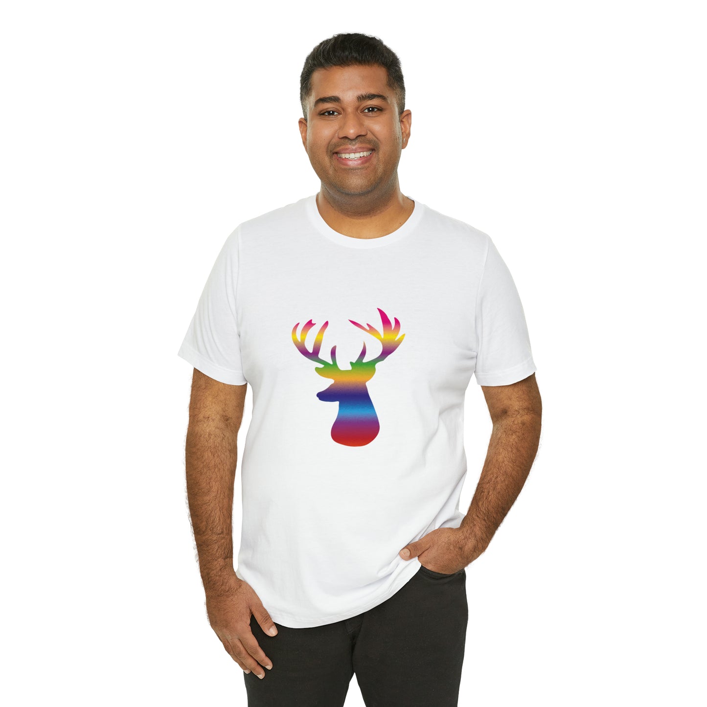 Rainbow Stag Head Unisex Jersey Short Sleeve Tee