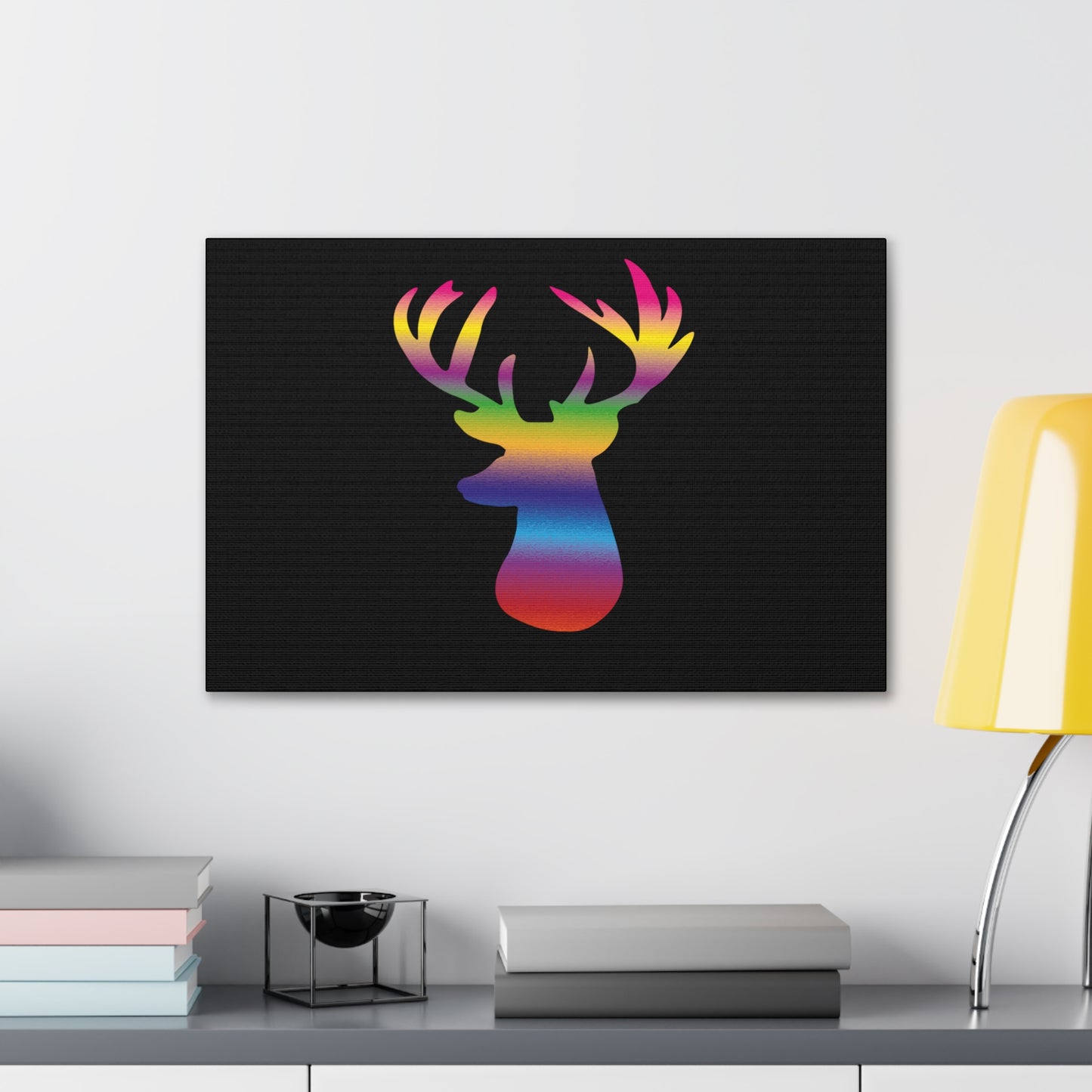 Rainbow Stag Head Canvas Gallery Wraps