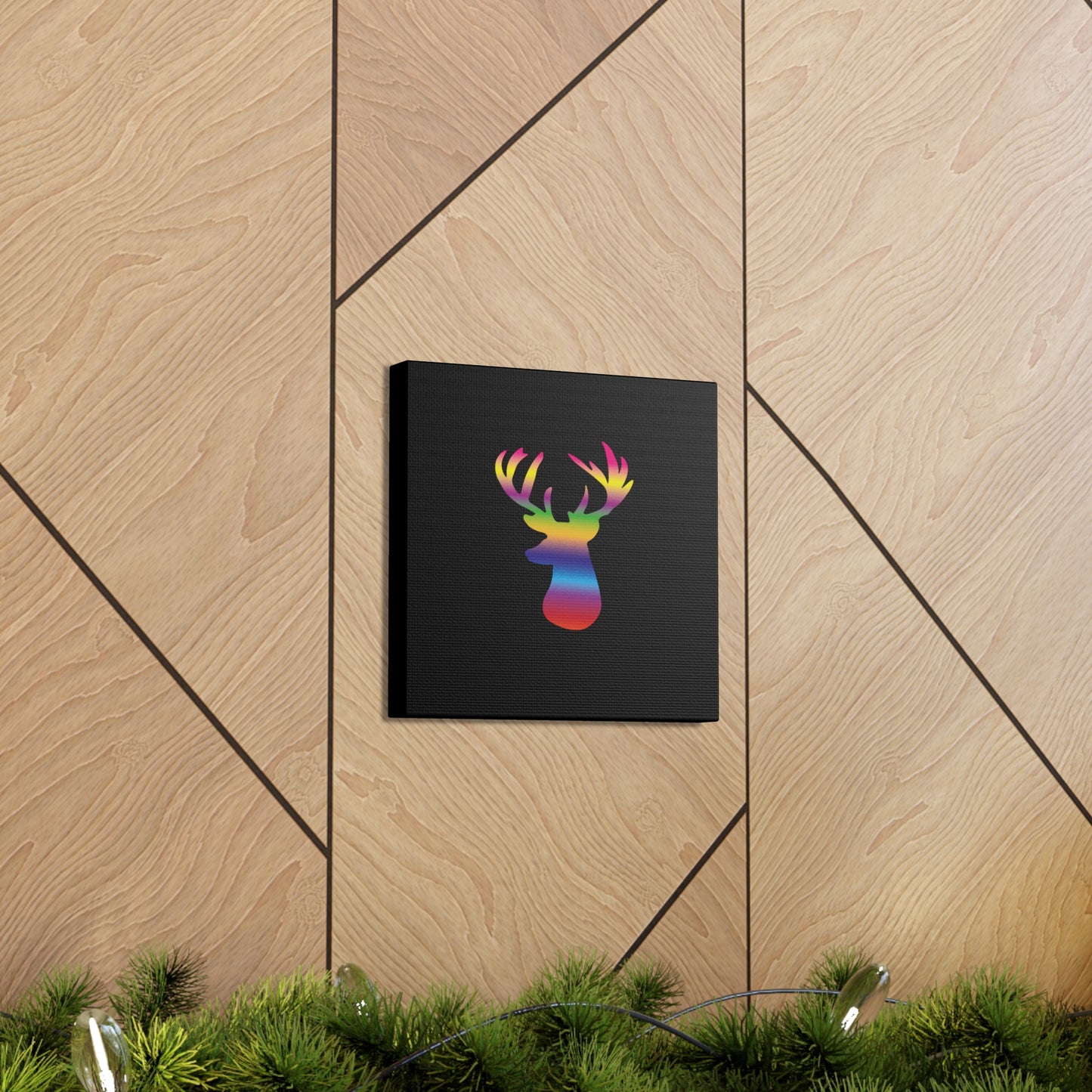 Rainbow Stag Head Canvas Gallery Wraps