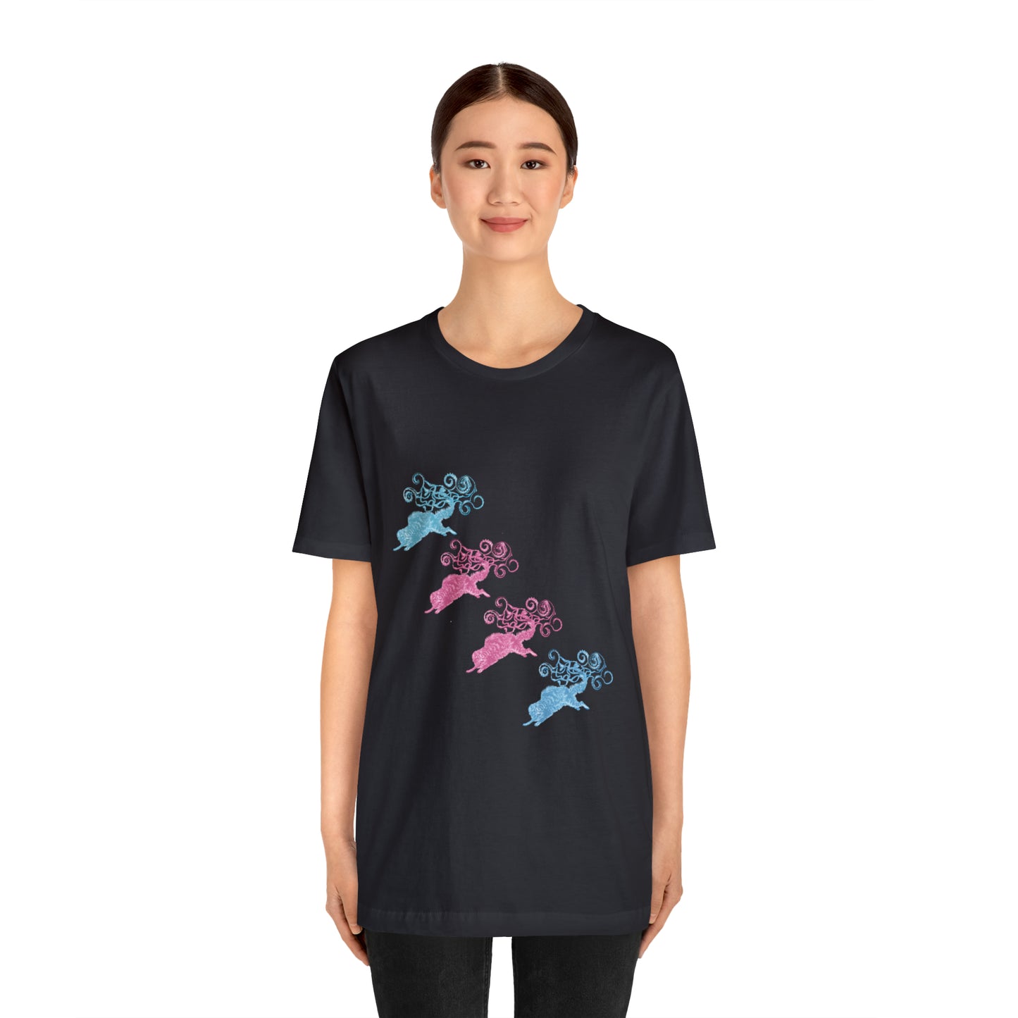 Pink & Blue Cat's Tail's Art Unisex Jersey Short Sleeve Tee