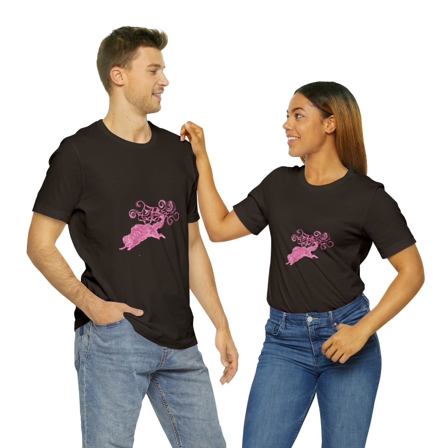 Pink Cat's Tail Art Unisex Jersey Short Sleeve Tee