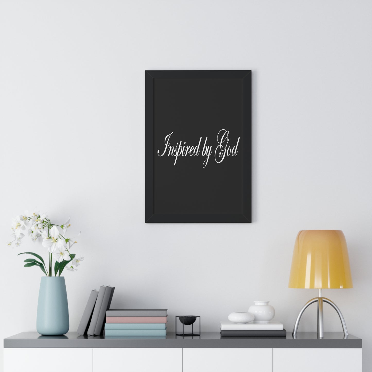 Inspired by God Typography Quote Framed Vertical Poster